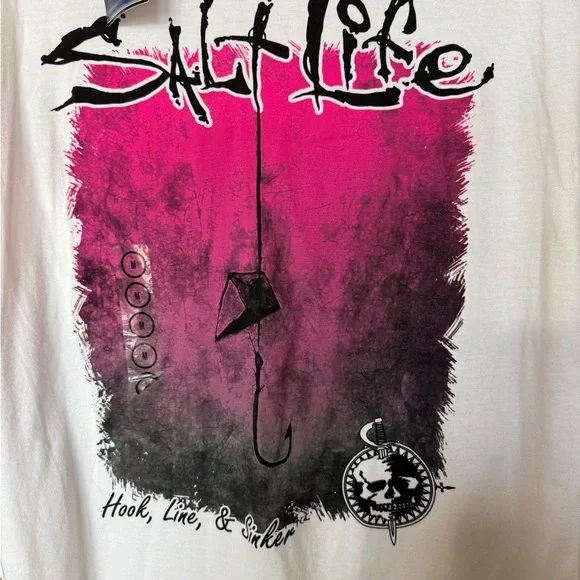 Salt Life White Long Sleeve Tee with Pocket - Picture 4 of 6